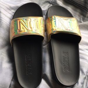 PINK slides with gold detailing